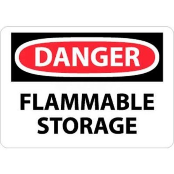 National Marker Co NMC OSHA Sign, Danger Flammable Storage, 10in X 14in, White/Red/Black D534PB
